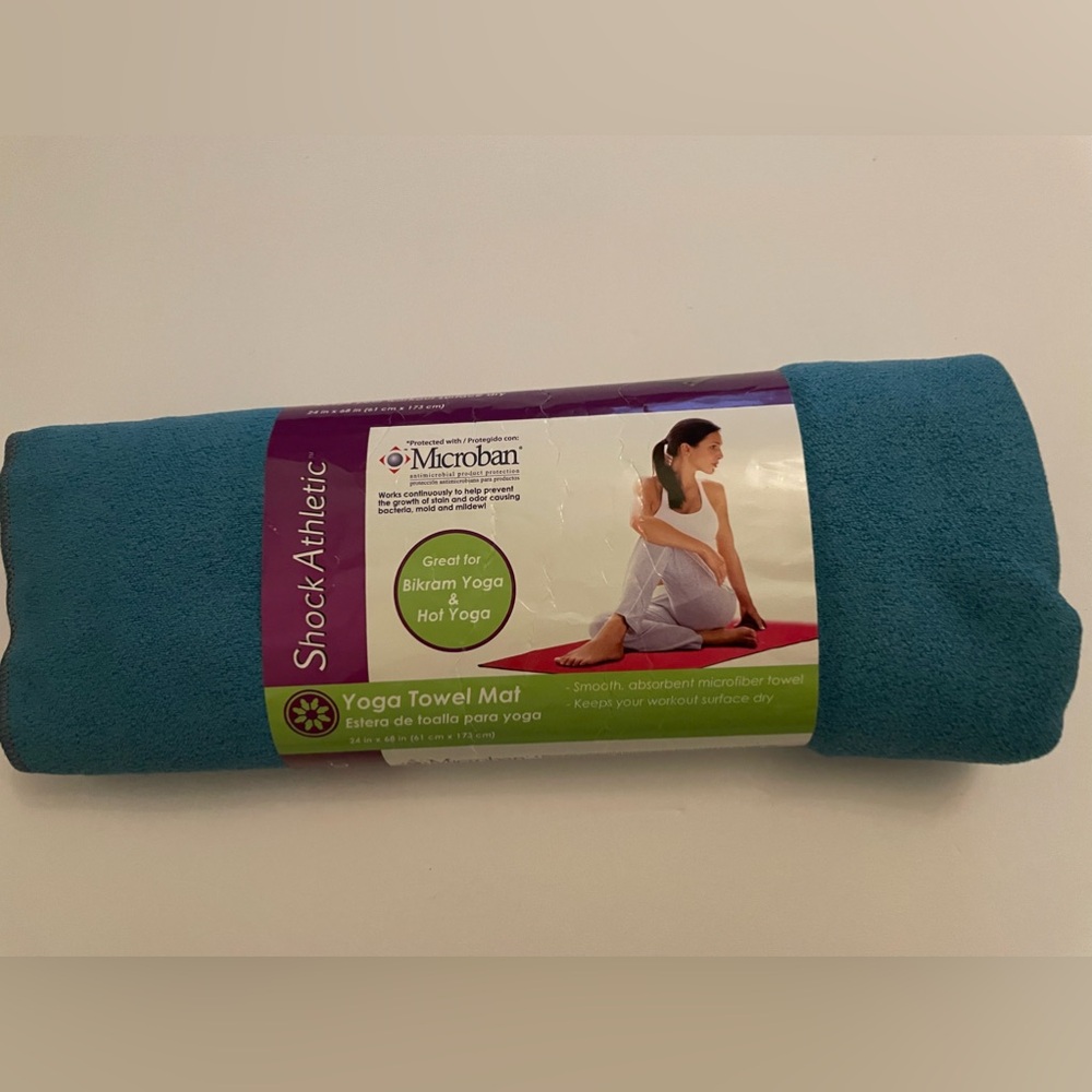 Shock Athletic Blue Yoga Towel Mat with Microban